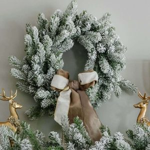 24" King Flock® Wreath Unlit for Sale